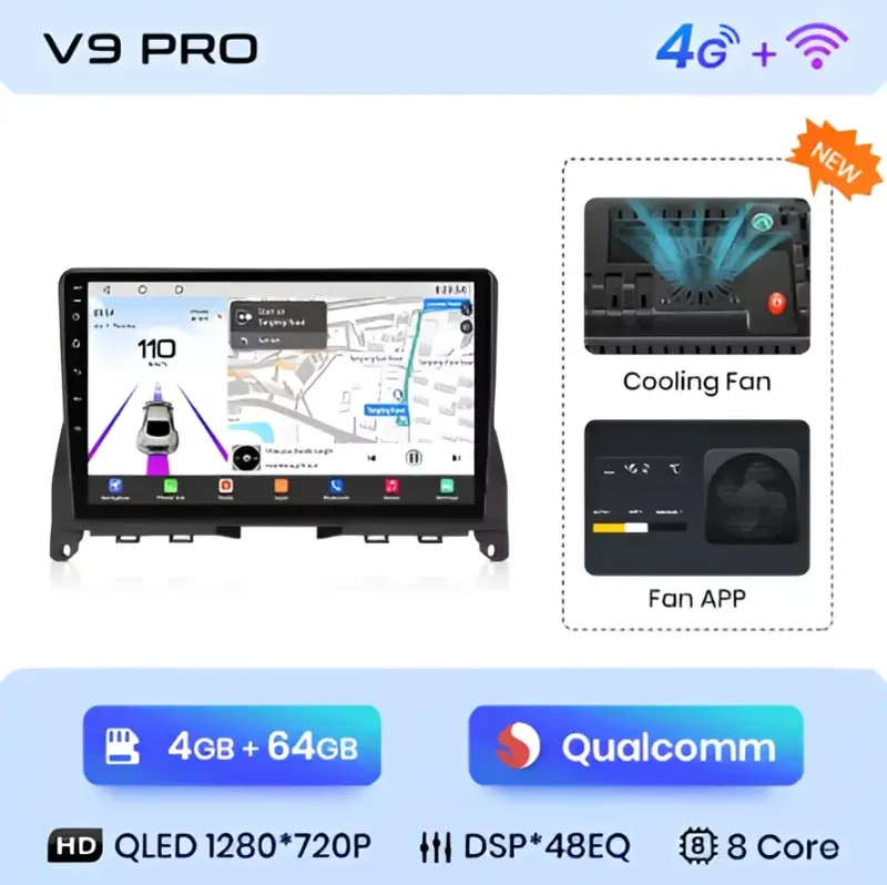 Radio Android do Mercedes-Benz C-Class W204 S204 (2006-2011) CarPlay Android Auto 4G WiFi GPS DSP