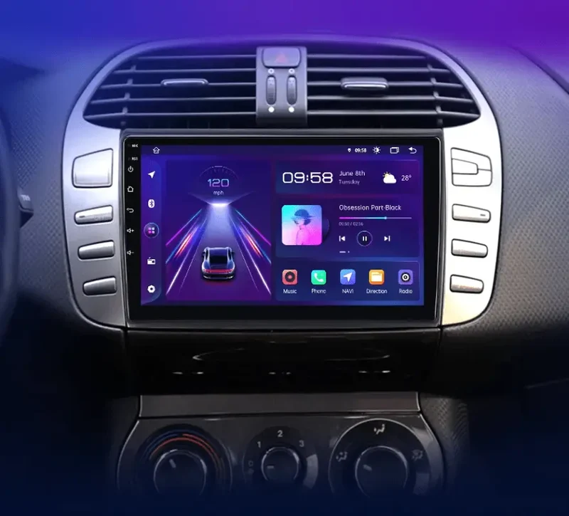 Radio Android do Fiat Bravo (2007-2012) CarPlay Android Auto 4G WiFi GPS DSP