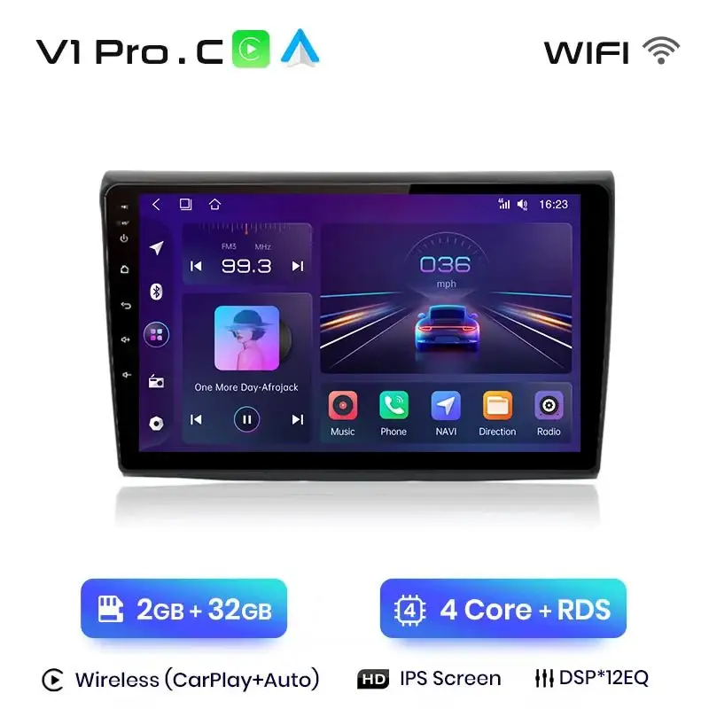 Radio Android do Fiat Bravo (2007-2012) CarPlay Android Auto 4G WiFi GPS DSP