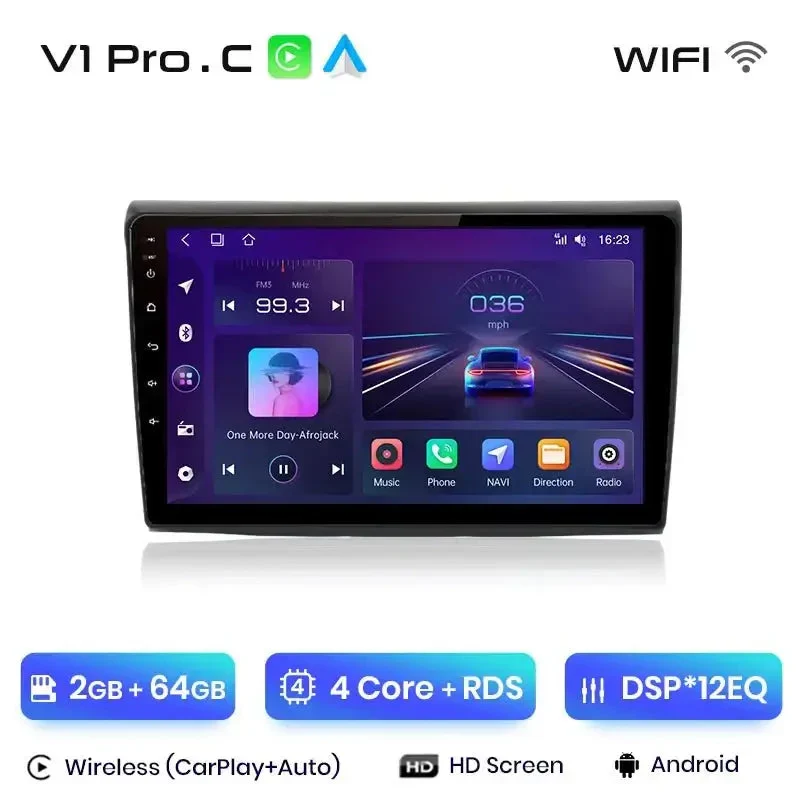Radio Android do Fiat Bravo (2007-2012) CarPlay Android Auto 4G WiFi GPS DSP