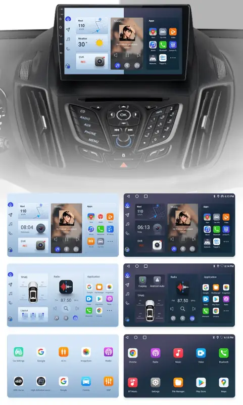 Radio Android do Ford Escape Kuga II C-MAX (2013-2016) CarPlay Android Auto 4G WiFi GPS DSP