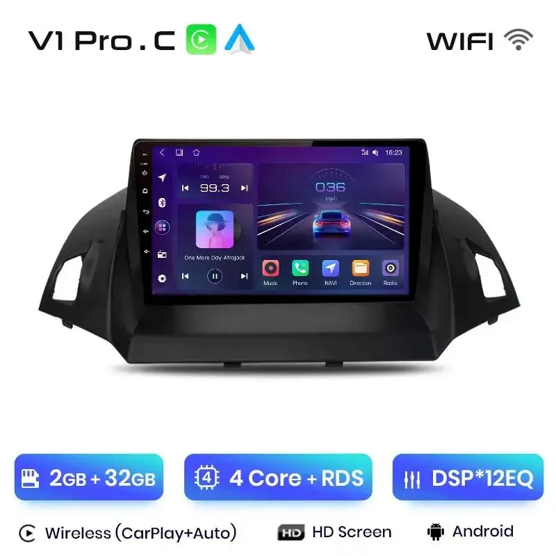 Radio Android do Ford Escape Kuga II C-MAX (2013-2016) CarPlay Android Auto 4G WiFi GPS DSP