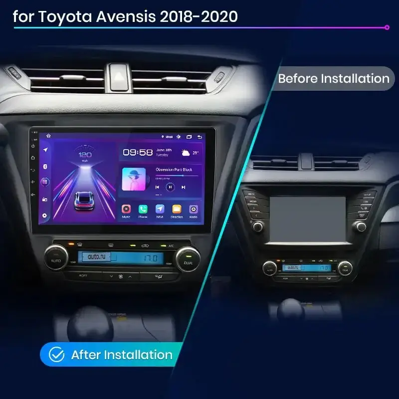 Radio Android do Toyota Avensis (2018-2020) CarPlay Android Auto 4G WiFi GPS DSP