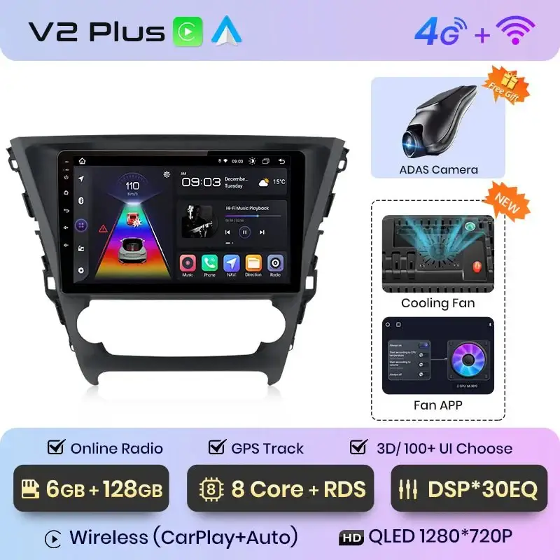 Radio Android do Toyota Avensis (2018-2020) CarPlay Android Auto 4G WiFi GPS DSP