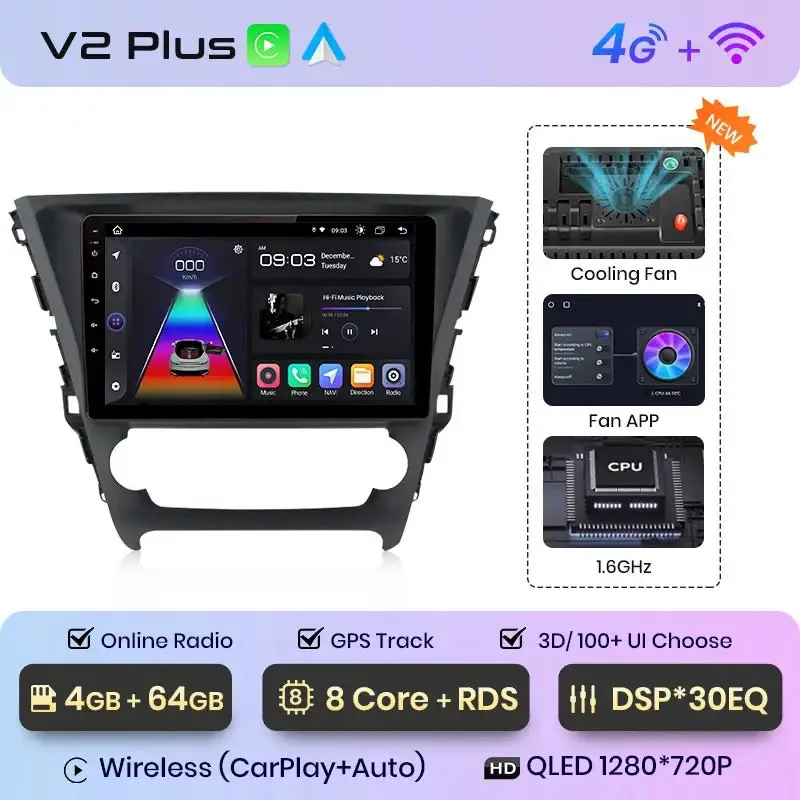 Radio Android do Toyota Avensis (2018-2020) CarPlay Android Auto 4G WiFi GPS DSP