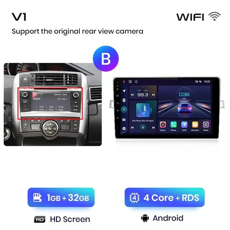 Radio Android do Toyota Verso R20 (2009-2018) CarPlay Android Auto 4G WiFi GPS DSP