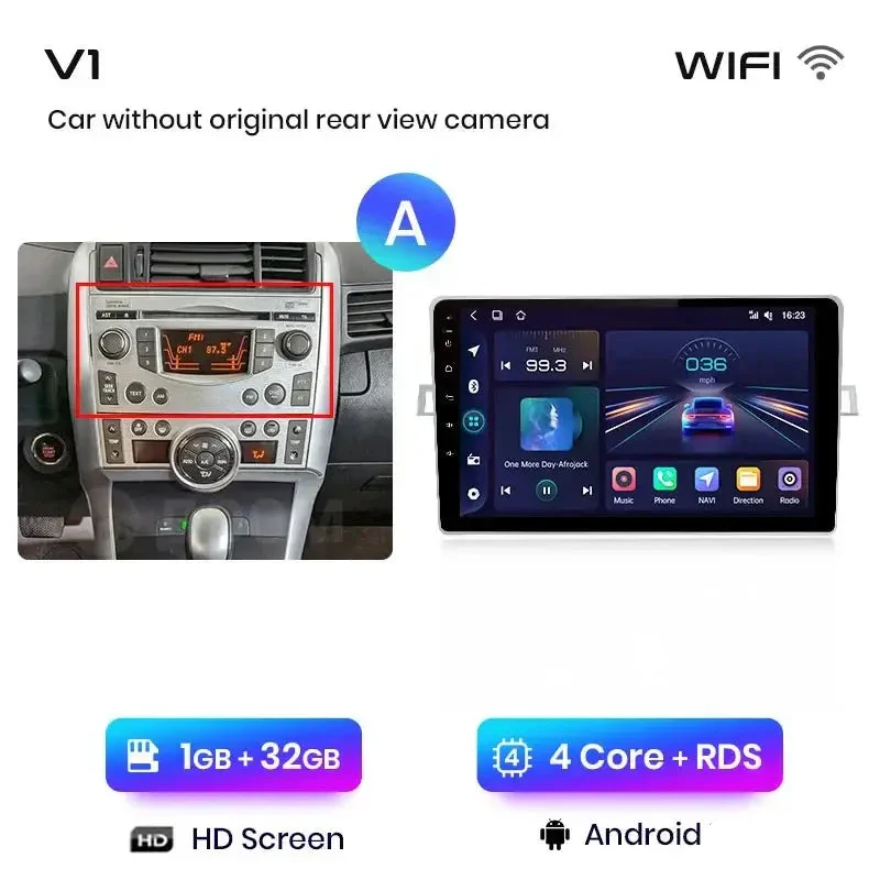 Radio Android do Toyota Verso R20 (2009-2018) CarPlay Android Auto 4G WiFi GPS DSP