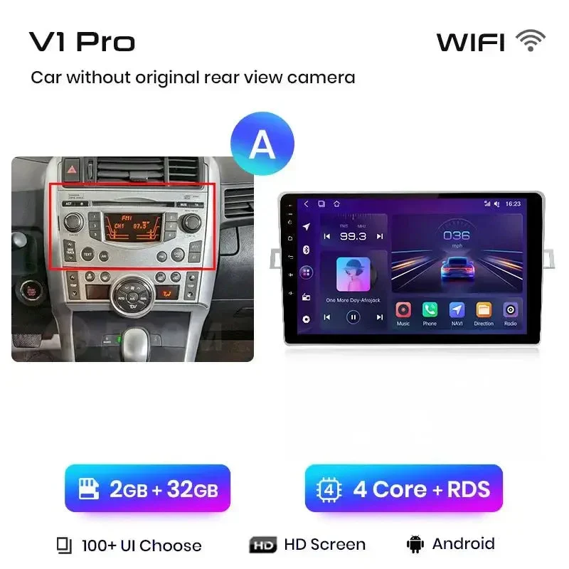 Radio Android do Toyota Verso R20 (2009-2018) CarPlay Android Auto 4G WiFi GPS DSP