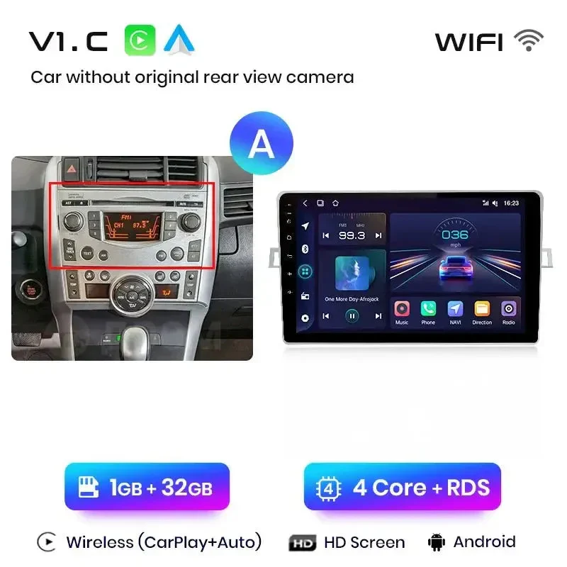 Radio Android do Toyota Verso R20 (2009-2018) CarPlay Android Auto 4G WiFi GPS DSP