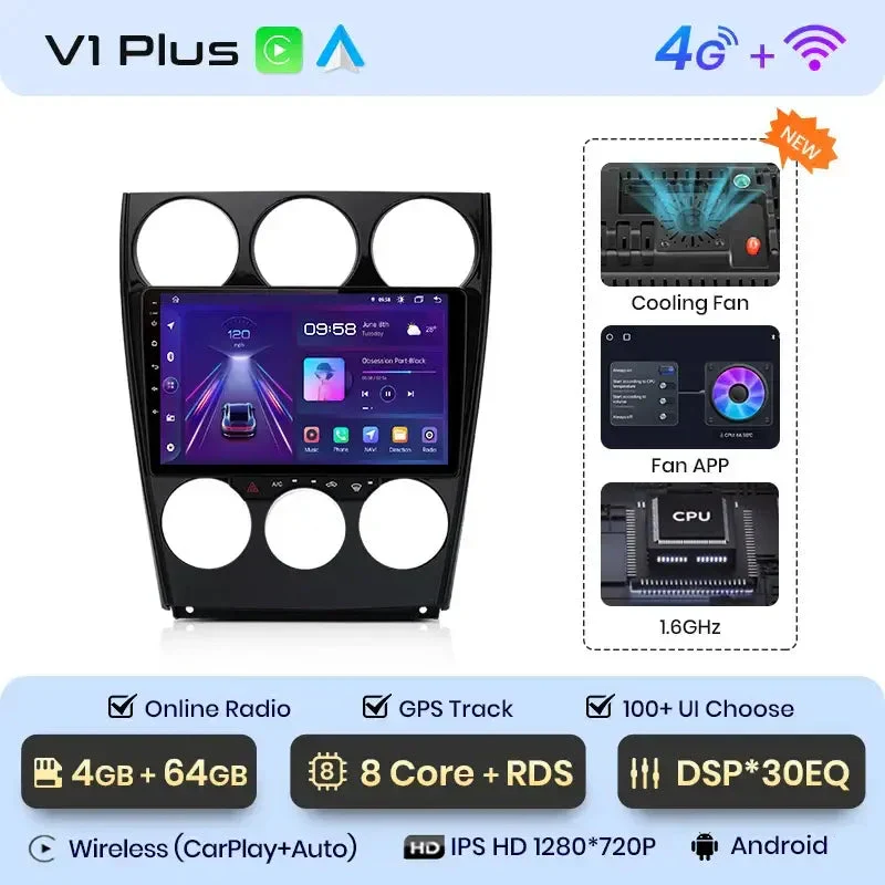 Radio Android do Mazda 6 (2004-2007) CarPlay Android Auto 4G WiFi GPS DSP