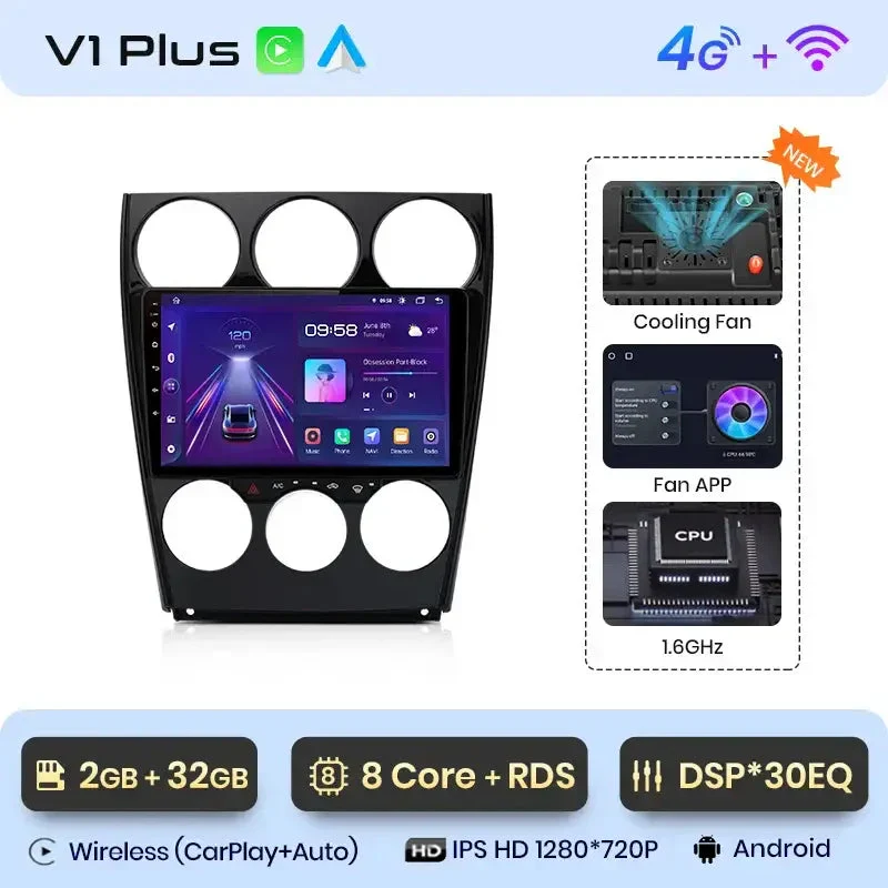 Radio Android do Mazda 6 (2004-2007) CarPlay Android Auto 4G WiFi GPS DSP