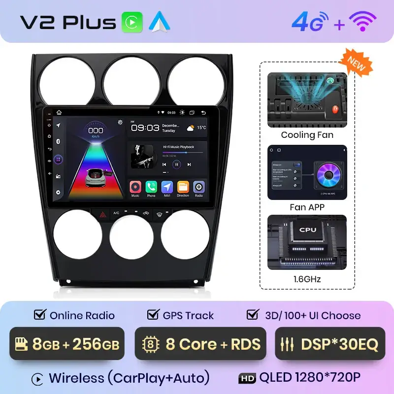Radio Android do Mazda 6 (2004-2007) CarPlay Android Auto 4G WiFi GPS DSP