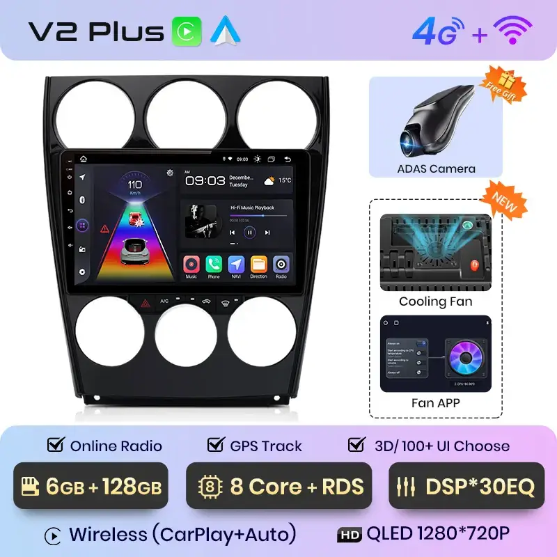Radio Android do Mazda 6 (2004-2007) CarPlay Android Auto 4G WiFi GPS DSP