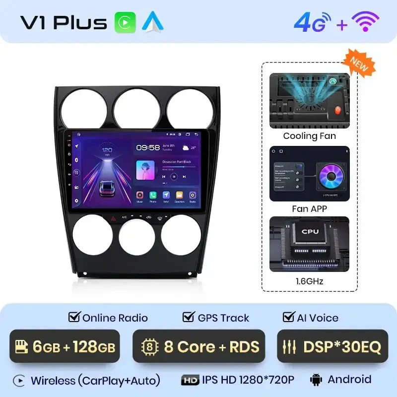 Radio Android do Mazda 6 (2004-2007) CarPlay Android Auto 4G WiFi GPS DSP