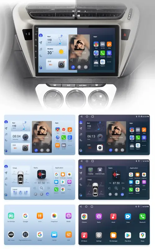 Radio Android do Peugeot 301 Citroen C-Elysée (2013-2018) CarPlay Android Auto 4G WiFi GPS DSP