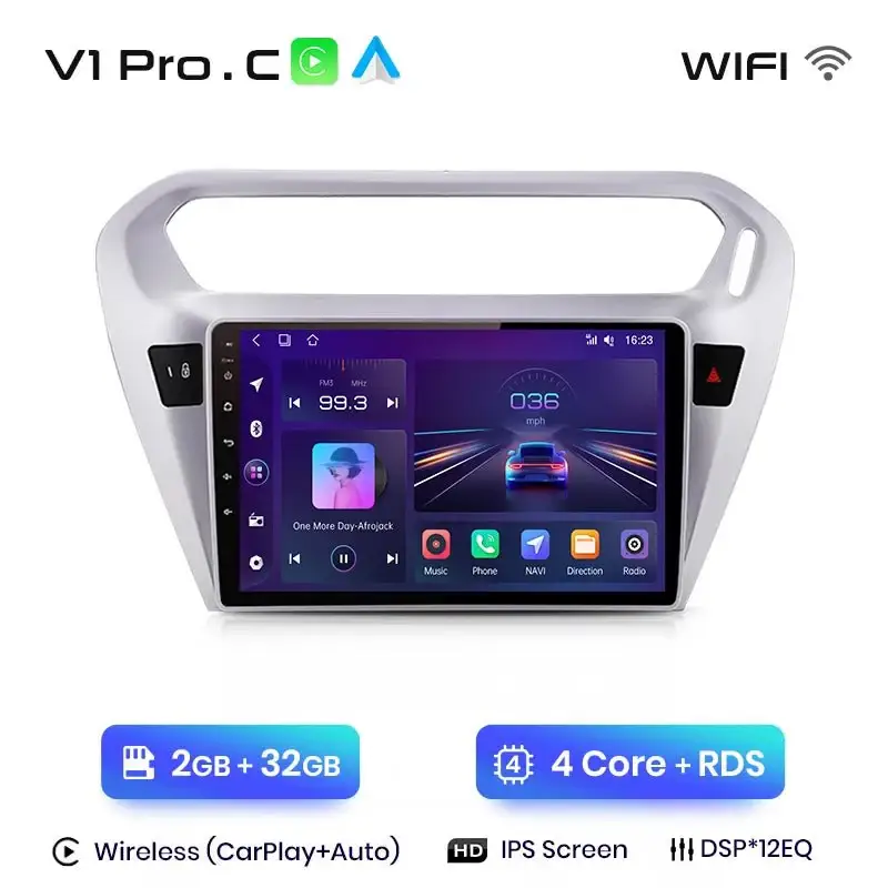 Radio Android do Peugeot 301 Citroen C-Elysée (2013-2018) CarPlay Android Auto 4G WiFi GPS DSP
