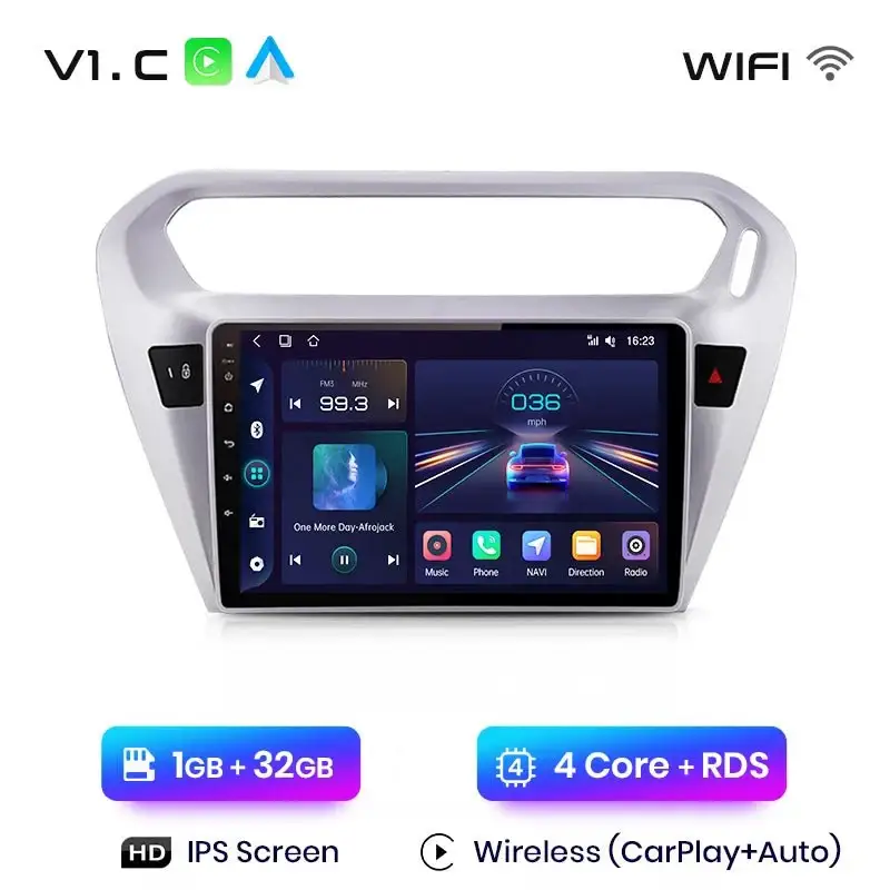 Radio Android do Peugeot 301 Citroen C-Elysée (2013-2018) CarPlay Android Auto 4G WiFi GPS DSP