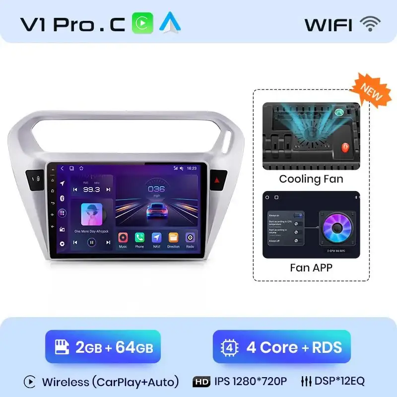 Radio Android do Peugeot 301 Citroen C-Elysée (2013-2018) CarPlay Android Auto 4G WiFi GPS DSP