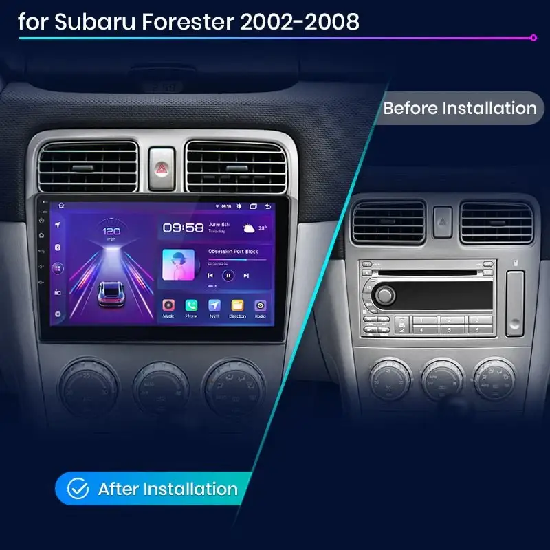 Radio Android do Subaru Forester SG (2002-2008) CarPlay Android Auto 4G WiFi GPS DSP