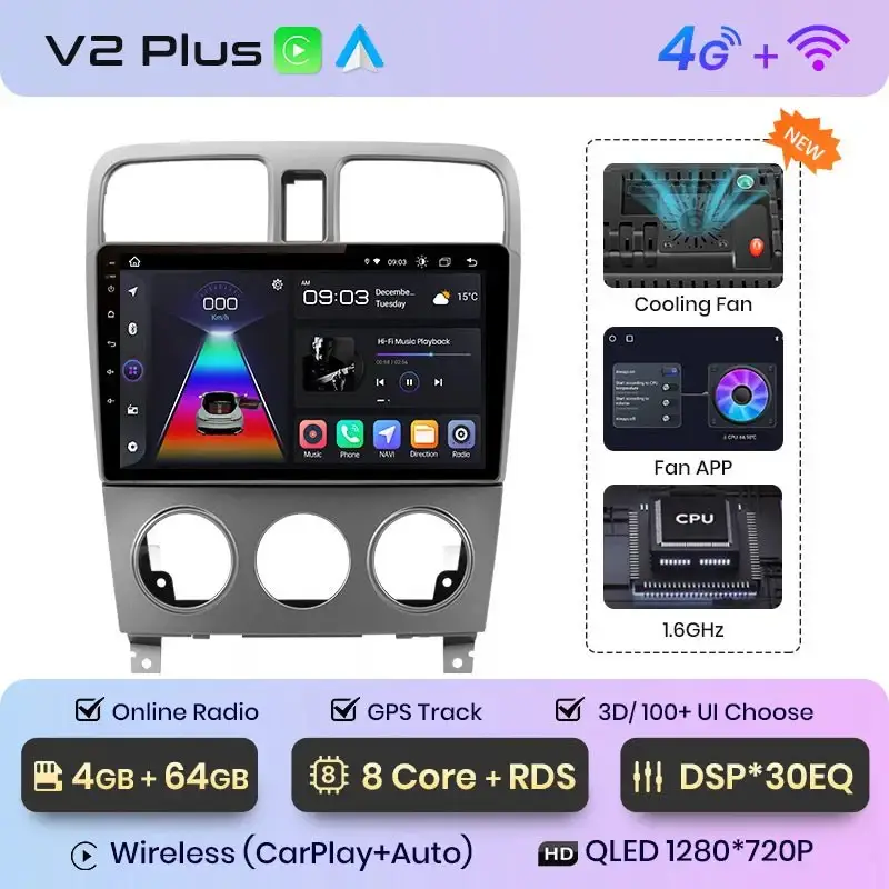 Radio Android do Subaru Forester SG (2002-2008) CarPlay Android Auto 4G WiFi GPS DSP