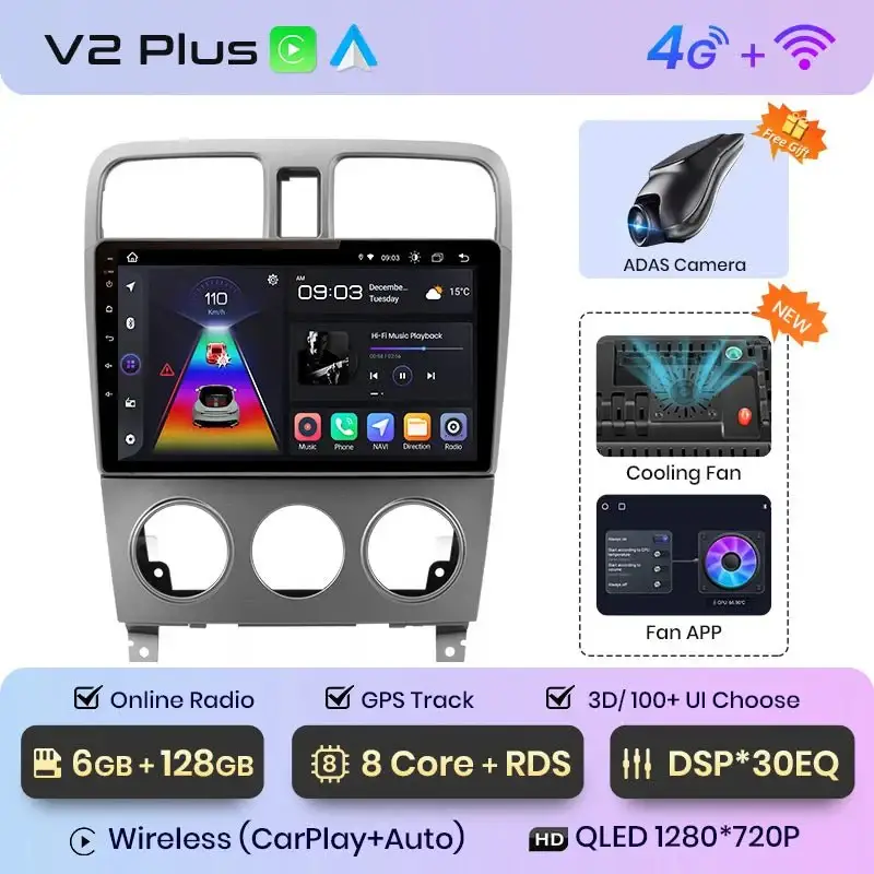 Radio Android do Subaru Forester SG (2002-2008) CarPlay Android Auto 4G WiFi GPS DSP