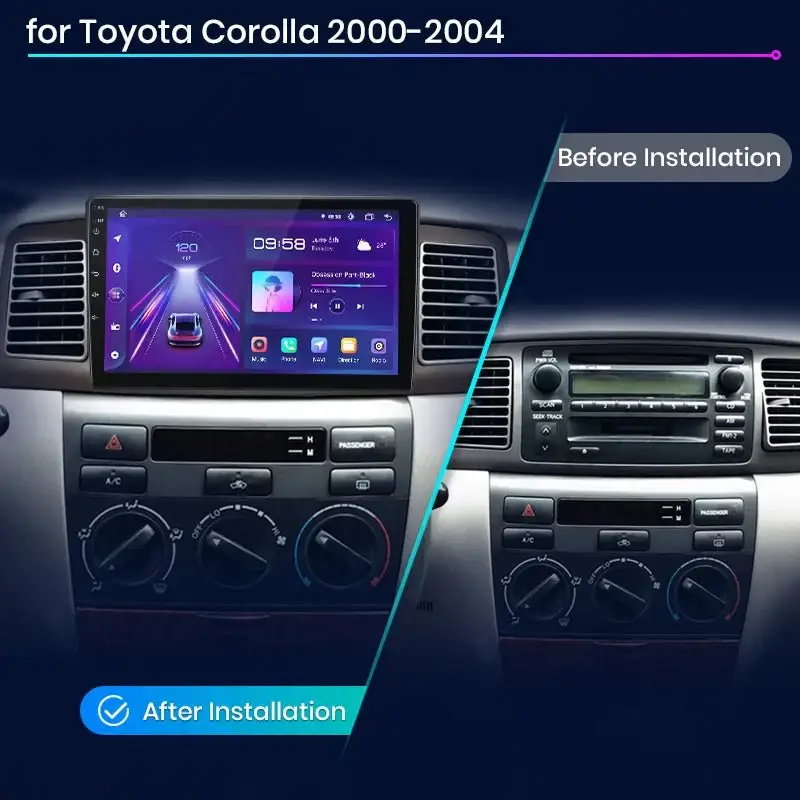 Radio Android do Toyota Corolla E120 E130 (2000-2004) CarPlay Android Auto 4G WiFi GPS DSP