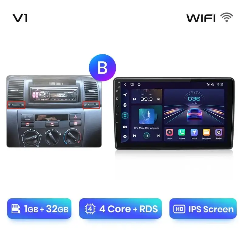 Radio Android do Toyota Corolla E120 E130 (2000-2004) CarPlay Android Auto 4G WiFi GPS DSP