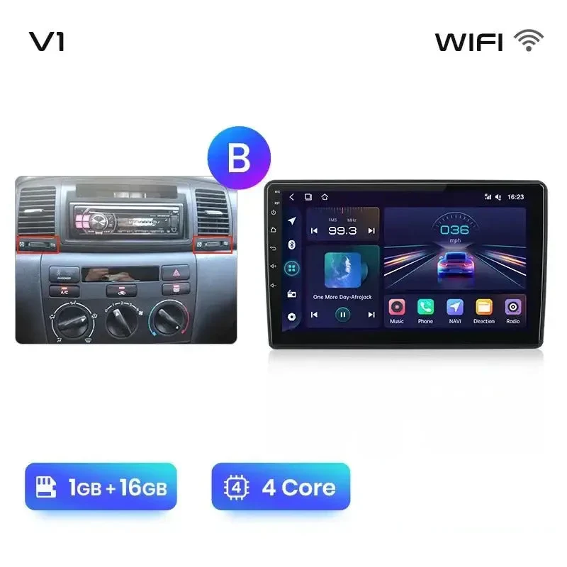 Radio Android do Toyota Corolla E120 E130 (2000-2004) CarPlay Android Auto 4G WiFi GPS DSP