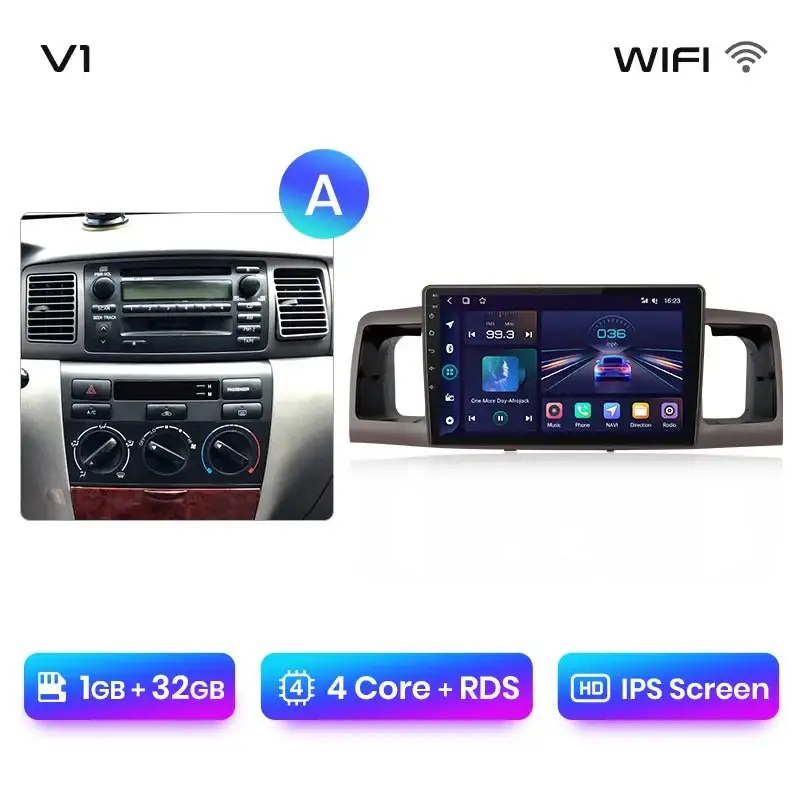 Radio Android do Toyota Corolla E120 E130 (2000-2004) CarPlay Android Auto 4G WiFi GPS DSP