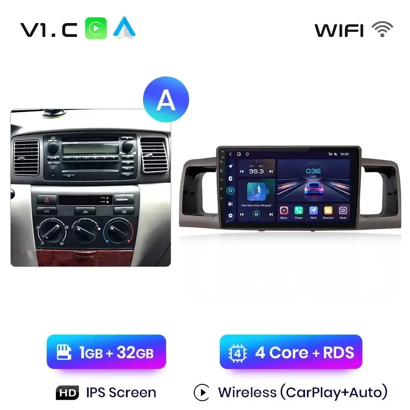 Radio Android do Toyota Corolla E120 E130 (2000-2004) CarPlay Android Auto 4G WiFi GPS DSP
