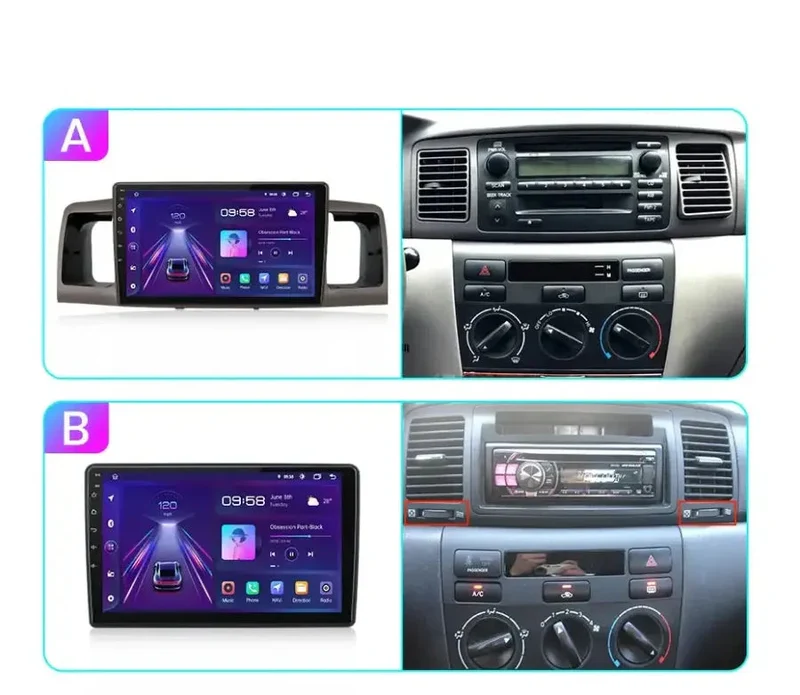 Radio Android do Toyota Corolla E120 E130 (2000-2004) CarPlay Android Auto 4G WiFi GPS DSP