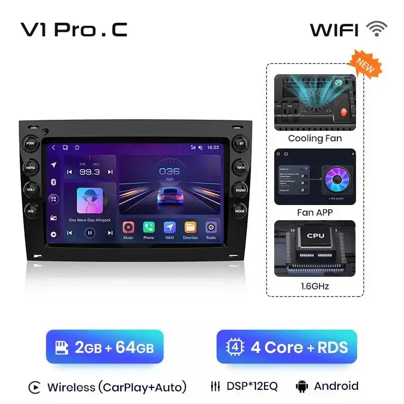 Radio Android do Renault Megane II (2002-2009) CarPlay Android Auto 4G WiFi GPS DSP