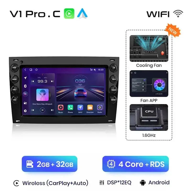 Radio Android do Renault Megane II (2002-2009) CarPlay Android Auto 4G WiFi GPS DSP