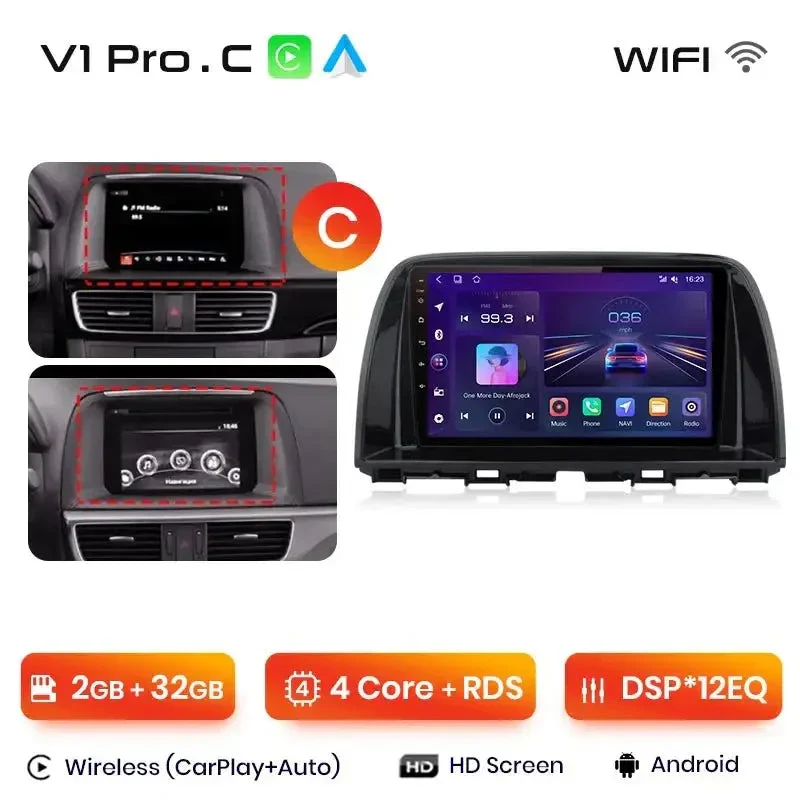 Radio Android do Mazda CX-5 (2012-2015) CarPlay Android Auto 4G WiFi GPS DSP