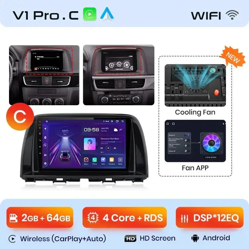 Radio Android do Mazda CX-5 (2012-2015) CarPlay Android Auto 4G WiFi GPS DSP