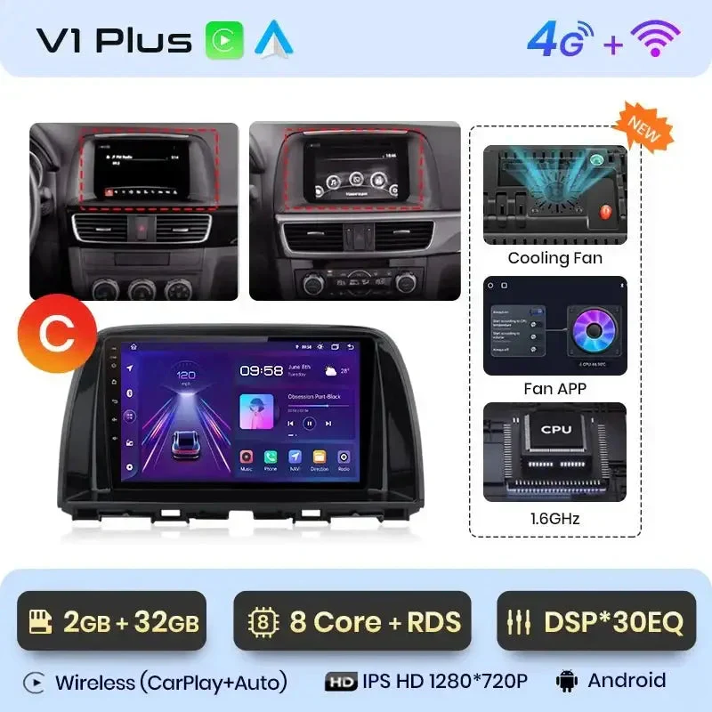 Radio Android do Mazda CX-5 (2012-2015) CarPlay Android Auto 4G WiFi GPS DSP