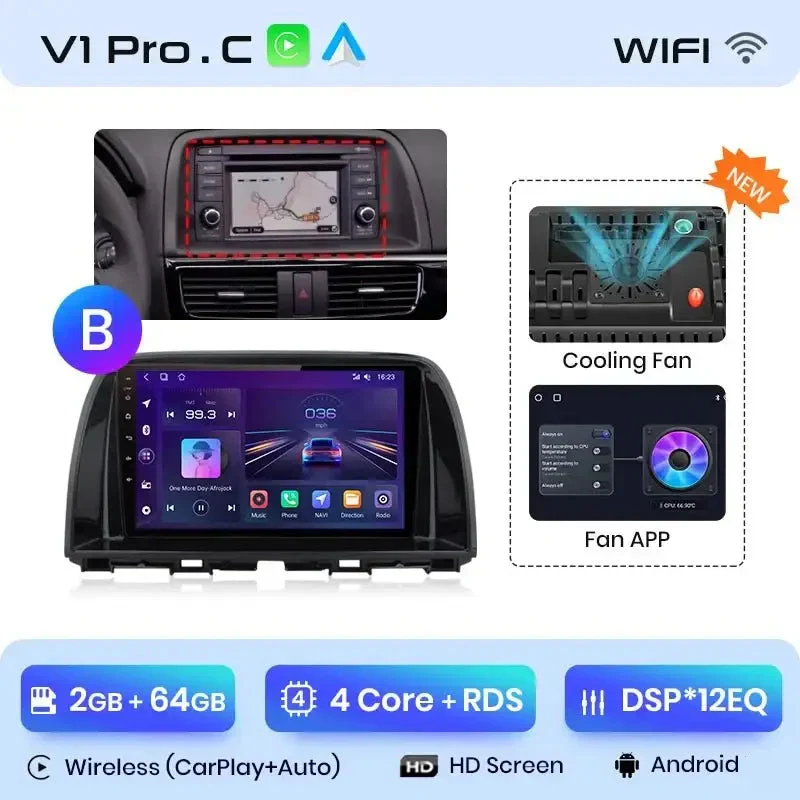 Radio Android do Mazda CX-5 (2012-2015) CarPlay Android Auto 4G WiFi GPS DSP