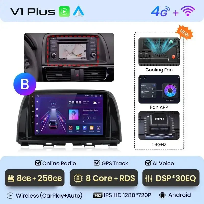 Radio Android do Mazda CX-5 (2012-2015) CarPlay Android Auto 4G WiFi GPS DSP