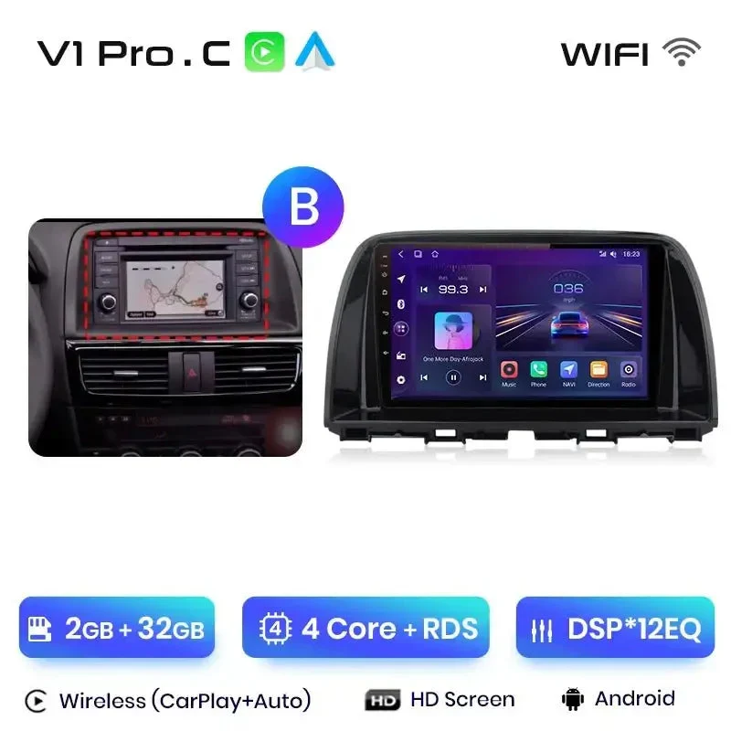 Radio Android do Mazda CX-5 (2012-2015) CarPlay Android Auto 4G WiFi GPS DSP