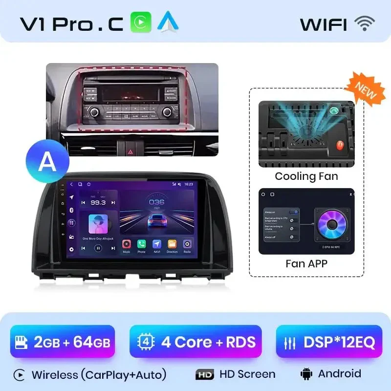 Radio Android do Mazda CX-5 (2012-2015) CarPlay Android Auto 4G WiFi GPS DSP