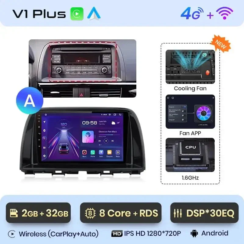Radio Android do Mazda CX-5 (2012-2015) CarPlay Android Auto 4G WiFi GPS DSP