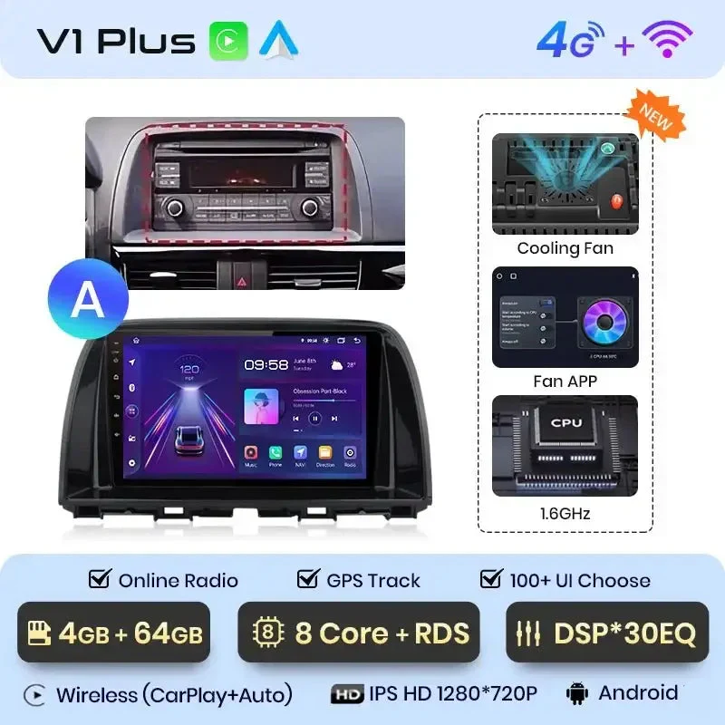 Radio Android do Mazda CX-5 (2012-2015) CarPlay Android Auto 4G WiFi GPS DSP