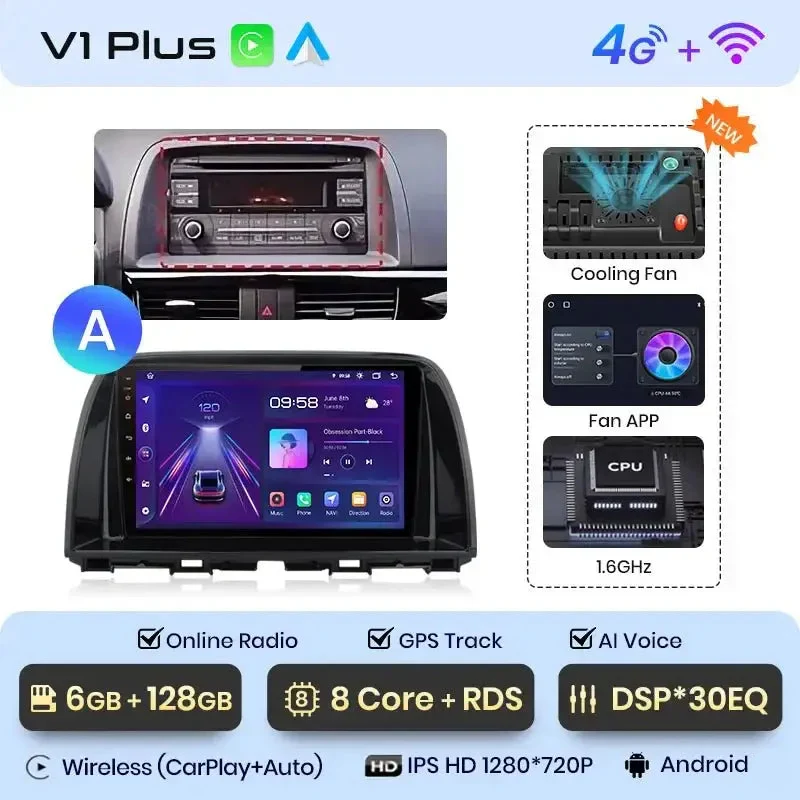 Radio Android do Mazda CX-5 (2012-2015) CarPlay Android Auto 4G WiFi GPS DSP
