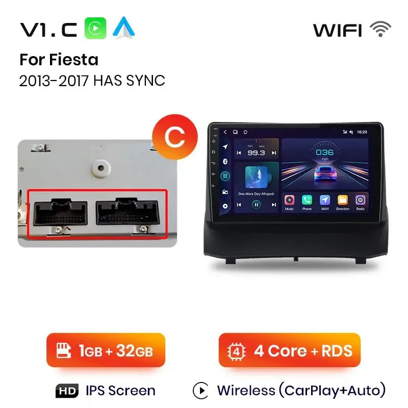 Radio Android do Ford Fiesta MK7 (2009-2017) CarPlay Android Auto 4G WiFi GPS DSP