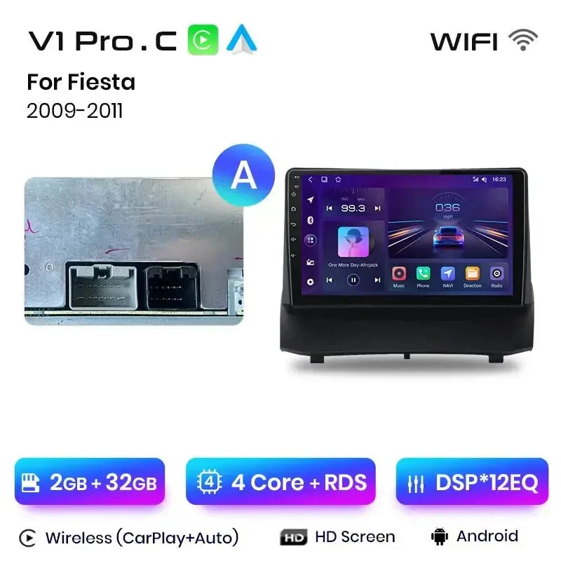 Radio Android do Ford Fiesta MK7 (2009-2017) CarPlay Android Auto 4G WiFi GPS DSP