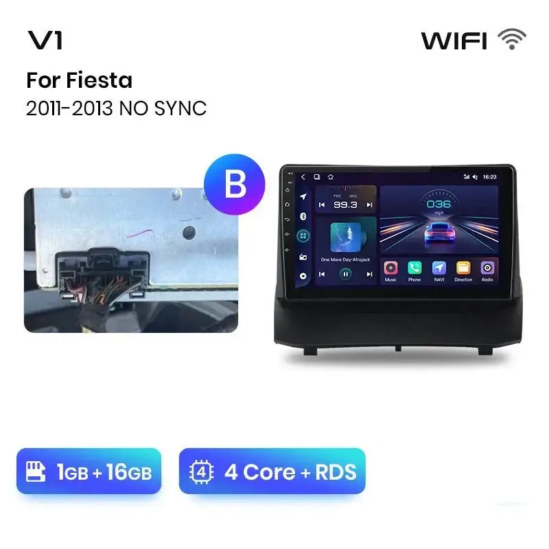 Radio Android do Ford Fiesta MK7 (2009-2017) CarPlay Android Auto 4G WiFi GPS DSP