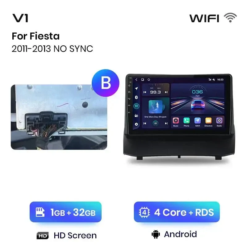 Radio Android do Ford Fiesta MK7 (2009-2017) CarPlay Android Auto 4G WiFi GPS DSP