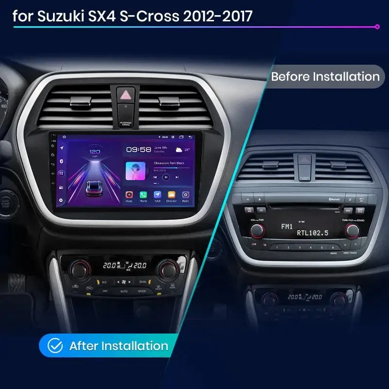 Radio Android do Suzuki SX4 S-Cross (2012-2016) CarPlay Android Auto 4G WiFi GPS DSP