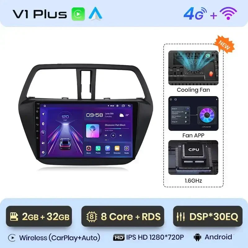 Radio Android do Suzuki SX4 S-Cross (2012-2016) CarPlay Android Auto 4G WiFi GPS DSP