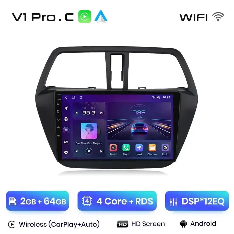 Radio Android do Suzuki SX4 S-Cross (2012-2016) CarPlay Android Auto 4G WiFi GPS DSP